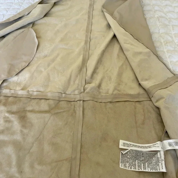 Zara beige faux leather long open coat - Picture 6 of 10